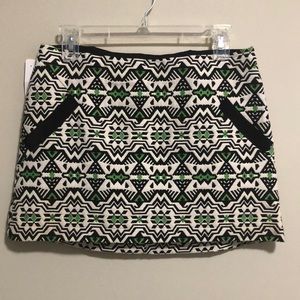 Topshop Mini Skirt Aztec Geo Print SZ 6 Black Green